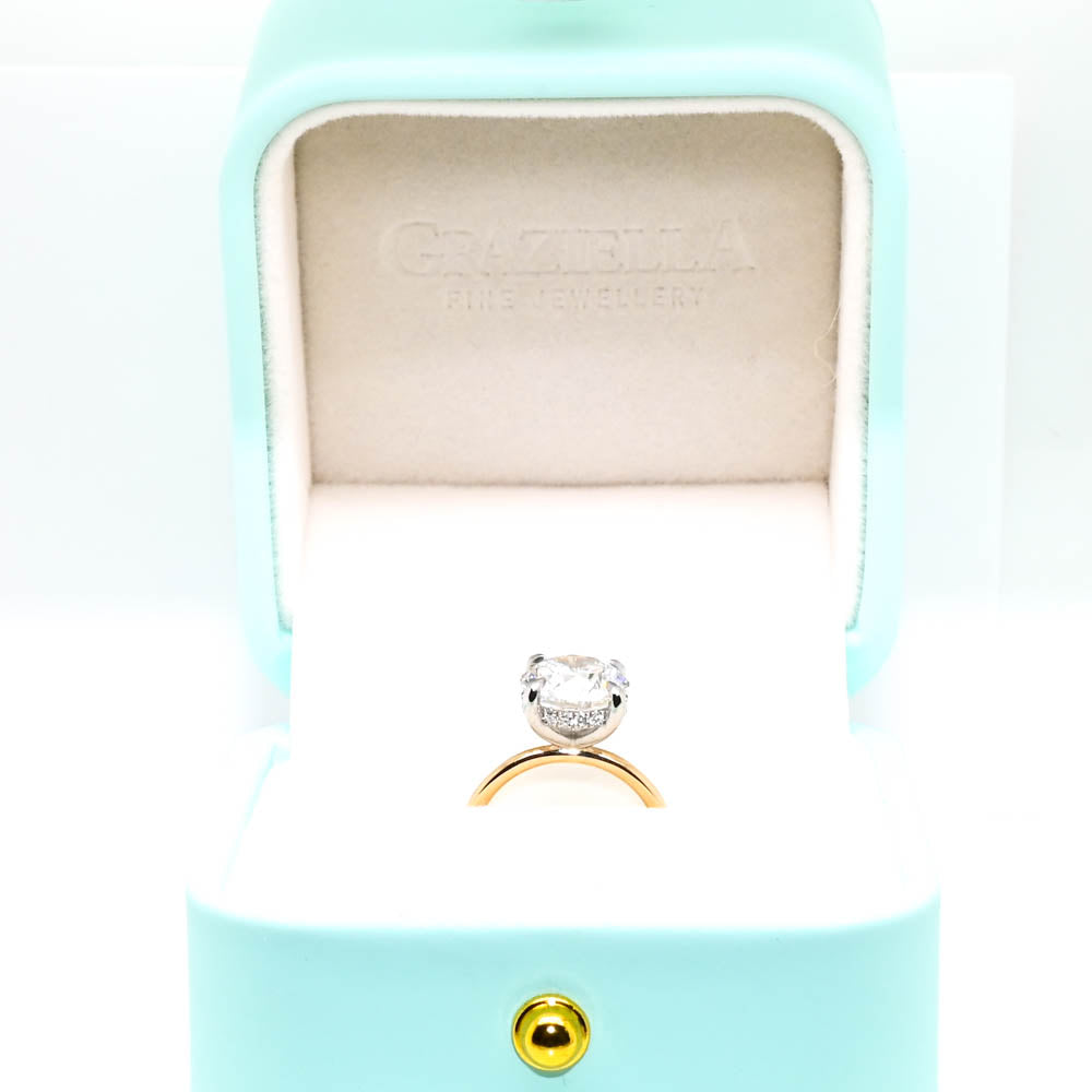 Graziella 14KT/Platinum Two-Tone 3.16CTW Round Lab-Grown Diamond Halo Engagement Ring - Size 4