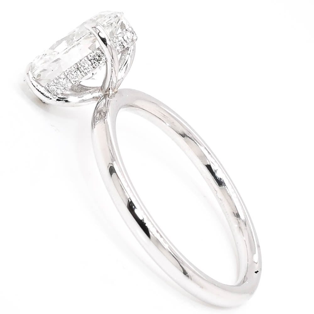 Graziella 14KT White Gold 3.16CTW Oval Lab-Grown Diamond Halo Engagement Ring - Size 6.75