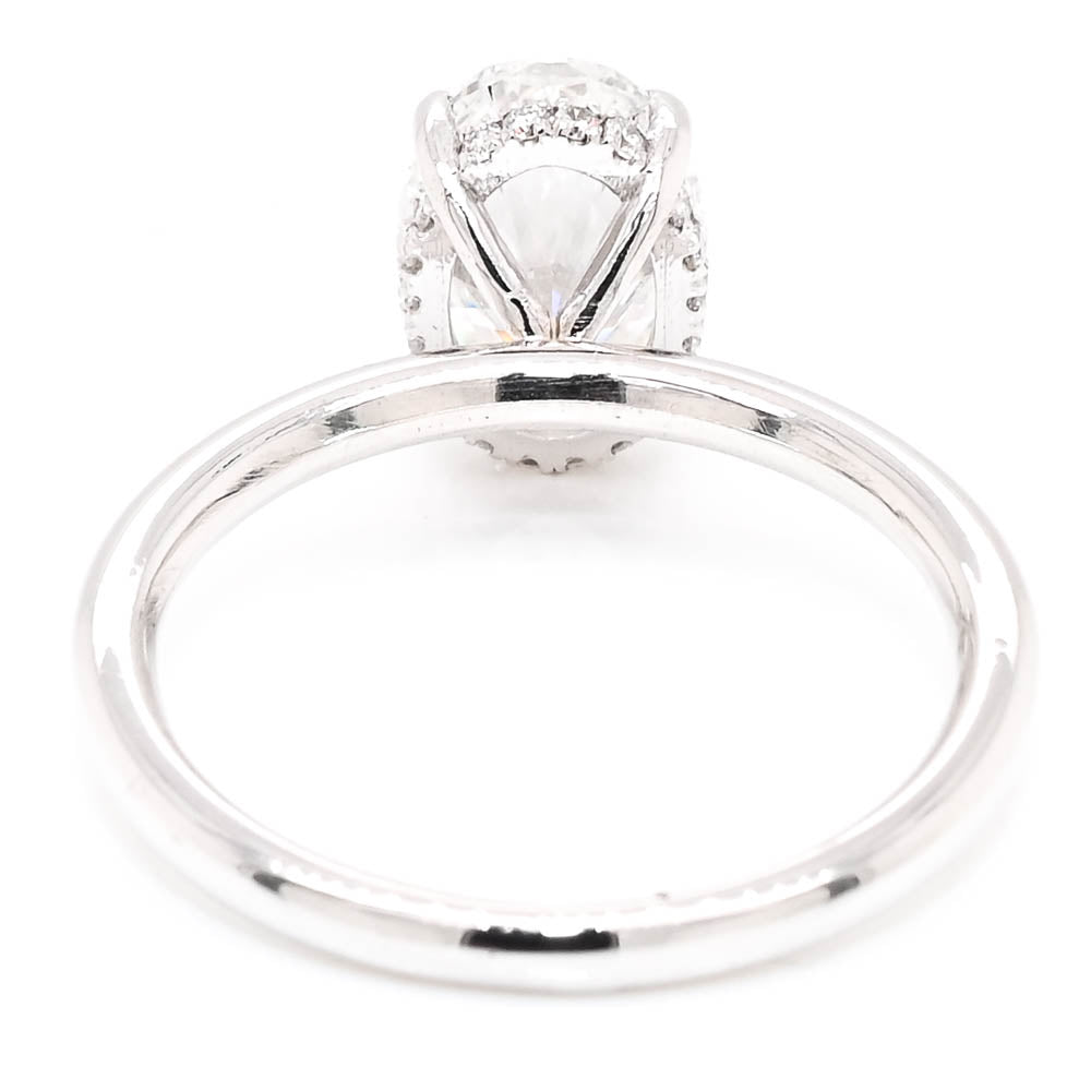Graziella 14KT White Gold 3.16CTW Oval Lab-Grown Diamond Halo Engagement Ring - Size 6.75