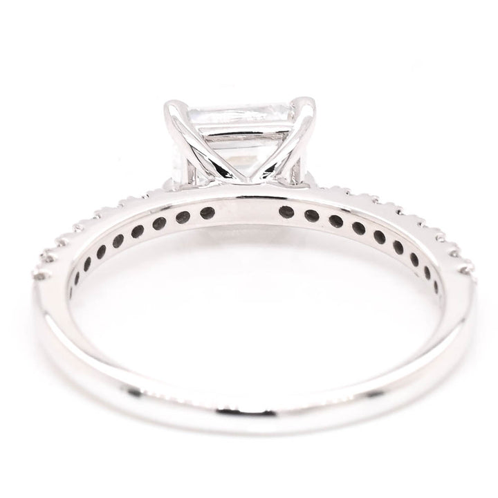 Graziella 10KT White Gold 1.20CTW Emerald Shape Accent Side Stones Engagement Ring