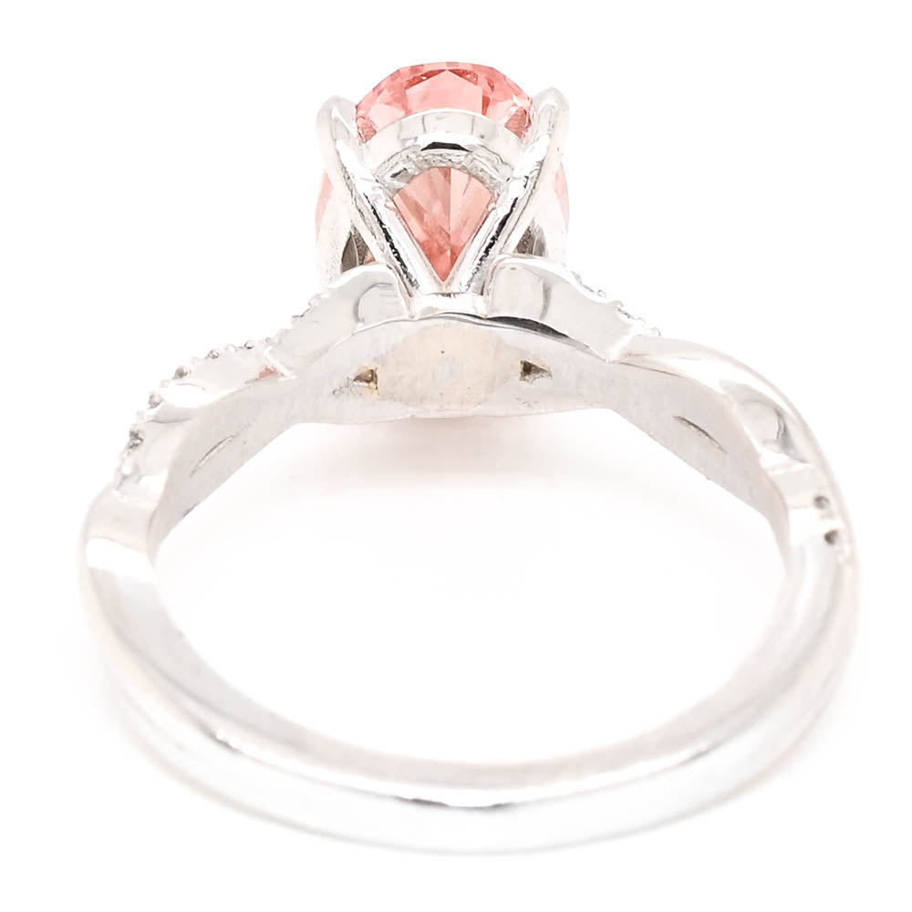 Graziella Platinum White 3.27CTW Oval Shape LAB Created Diamond Accent Side Stones Engagement Ring