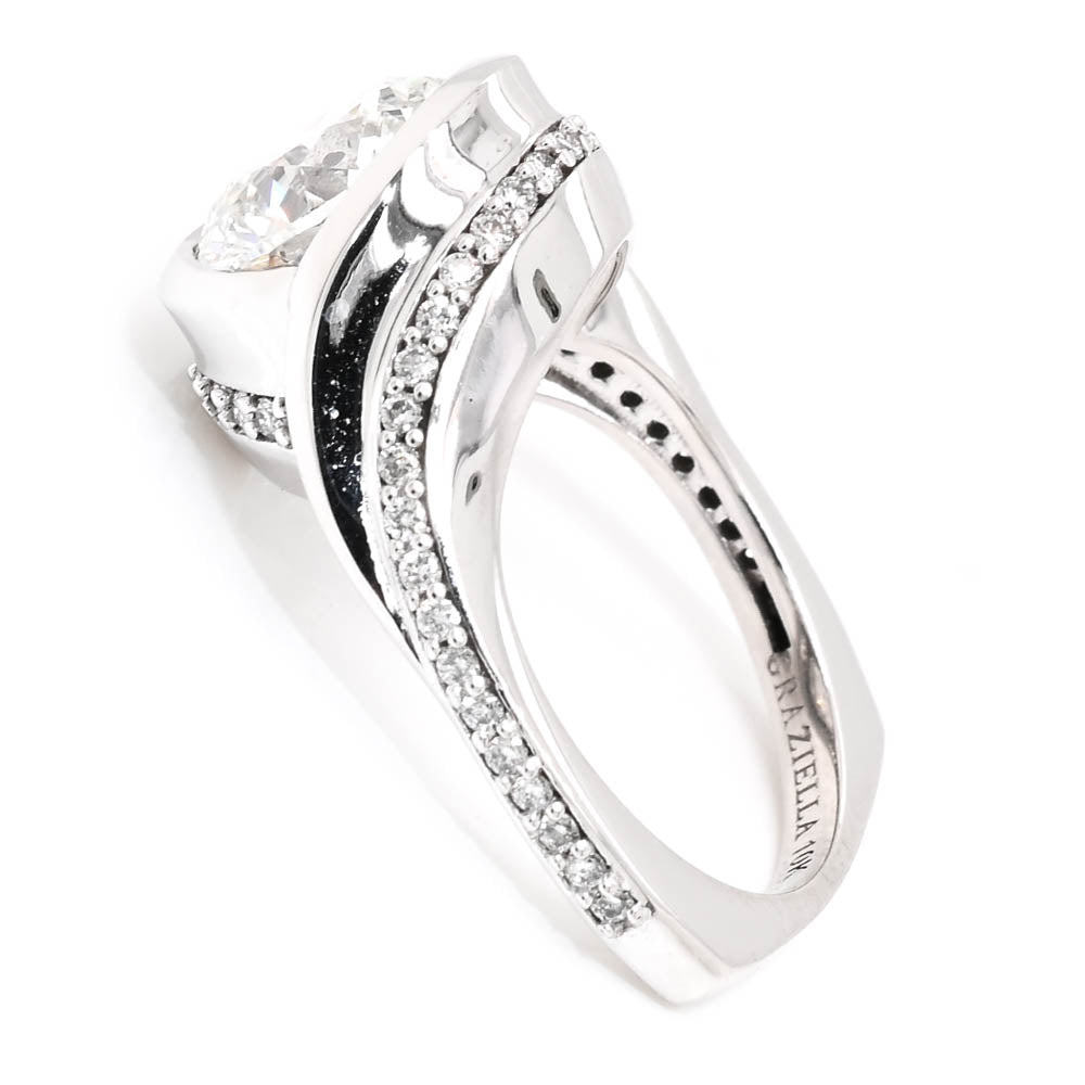 Graziella 10KT White Gold 3.18CTW Round Lab-Grown Diamond Accent Engagement Ring - Size 6.75
