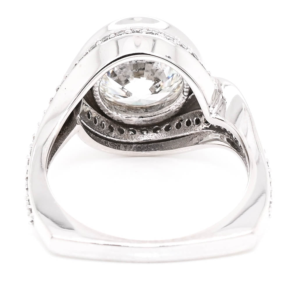 Graziella 10KT White Gold 3.18CTW Round Lab-Grown Diamond Accent Engagement Ring - Size 6.75