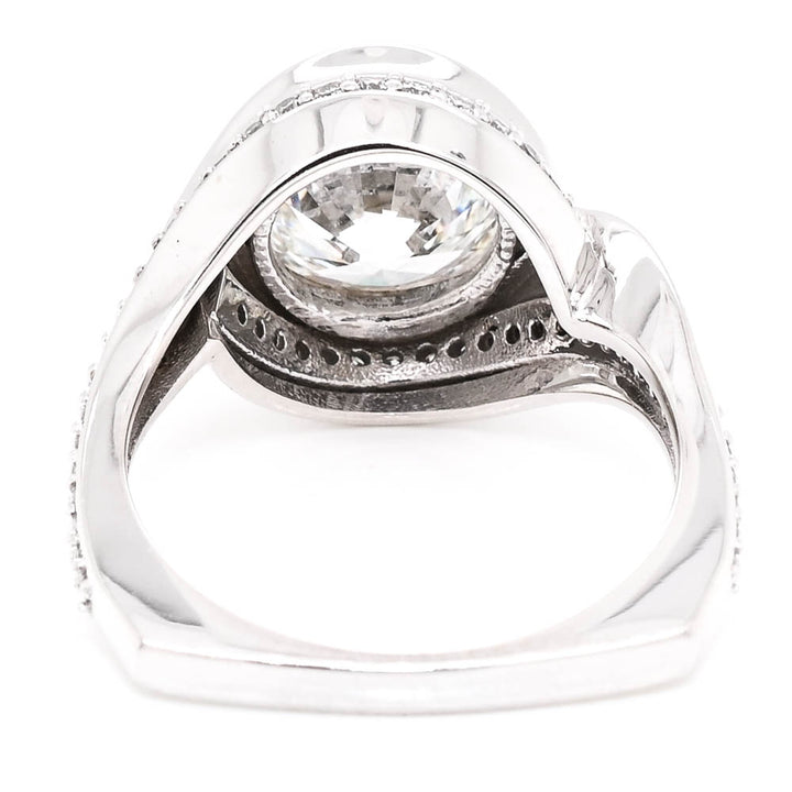 Graziella 10KT White Gold 3.18CTW Round Lab-Grown Diamond Accent Engagement Ring - Size 6.75