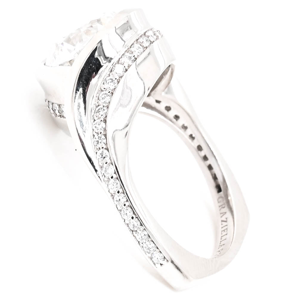 Graziella Platinum White 3.18CTW Round, Lab-Grown Accent Side Stones Style Diamond Engagement Ring