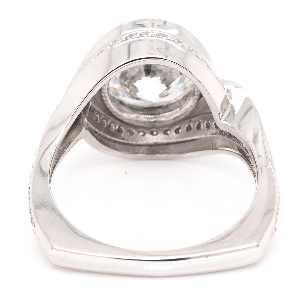 Graziella Platinum White 3.18CTW Round, Lab-Grown Accent Side Stones Style Diamond Engagement Ring