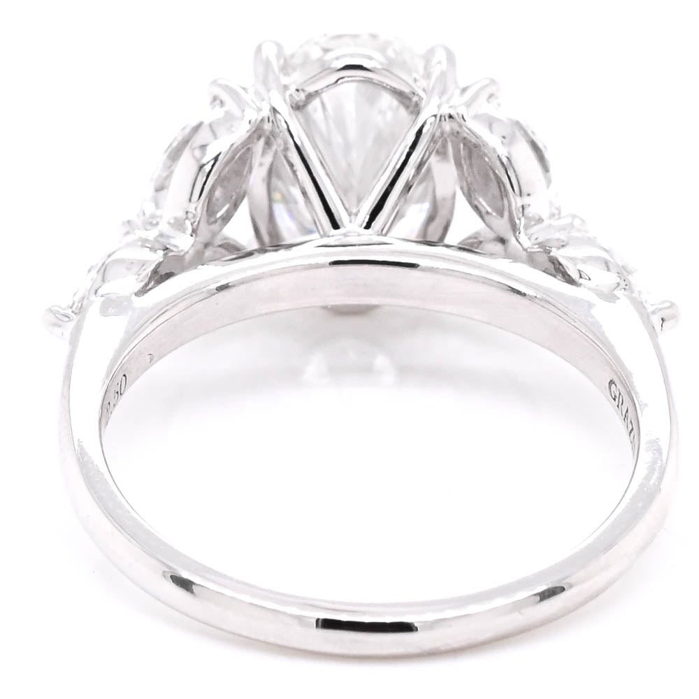 Graziella 10KT White Gold 3.40CTW Oval Shape Accent Side Stones Engagement Ring