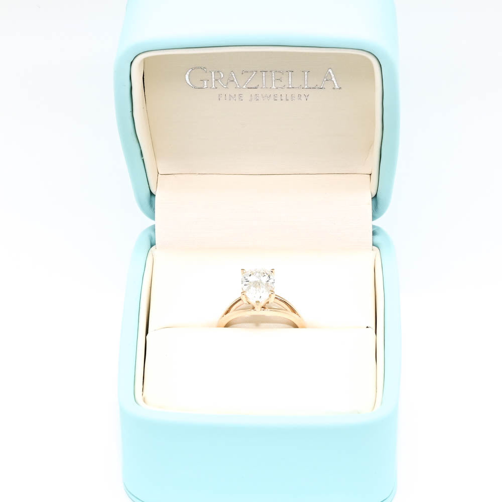 Graziella 10KT White Gold 2.00CTW Pear Lab-Grown Diamond Solitaire Engagement Ring - Size 6.25