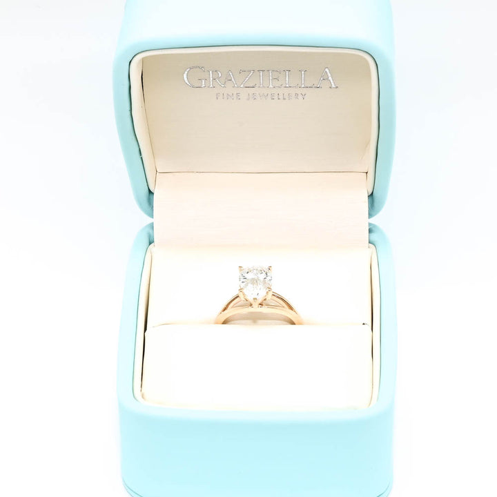 Graziella 10KT White Gold 2.00CTW Pear Lab-Grown Diamond Solitaire Engagement Ring - Size 6.25