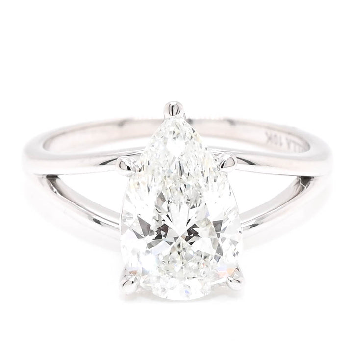 Graziella 10KT White Gold 2.00CTW Pear Shape Modern Diamond Responsibly Grown Solitaire Engagement Ring