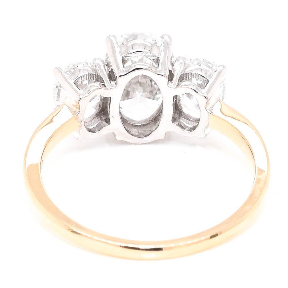 Graziella 14KT Two-Tone Gold 2.50CTW Oval, Lab-Grown 3 Stone Style Diamond Engagement Ring