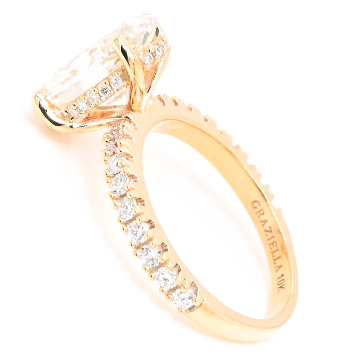 Graziella 10KT Yellow Gold 3.50CTW Oval Lab-Grown Diamond Accent Engagement Ring - Size 6.25