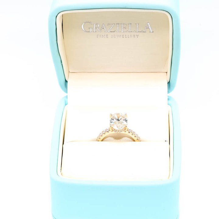 Graziella 10KT Yellow Gold 3.50CTW Oval Lab-Grown Diamond Accent Engagement Ring - Size 6.25
