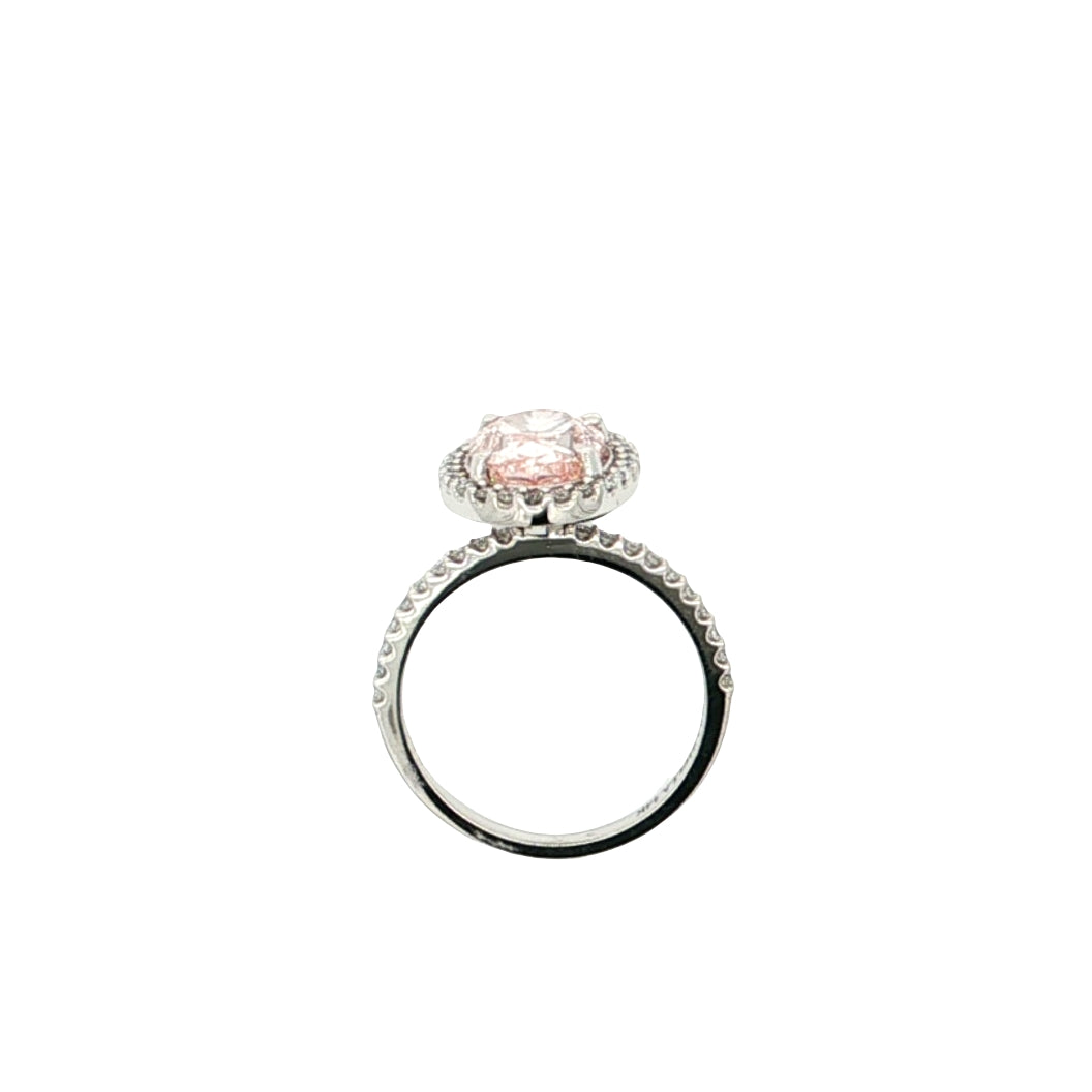 Graziella 14KT White Gold 3.35CTW Oval Shape Fancy Pink Modern Grown Diamond Engagement Ring