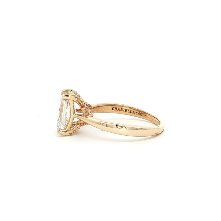 Graziella 14KT Yellow Gold 2.10CTW Emerald Shape Modern Grown Diamond Engagement Ring.