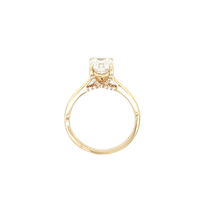Graziella 14KT Yellow Gold 2.10CTW Emerald Shape Modern Grown Diamond Engagement Ring.