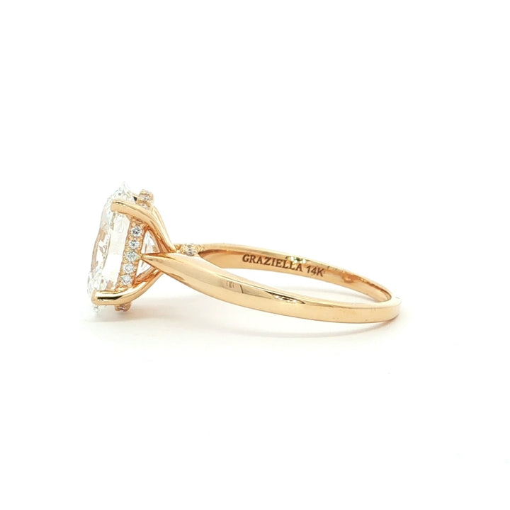 Graziella 14KT Yellow Gold 3.14CTW Oval Shape Modern Grown Diamond Engagement Ring.