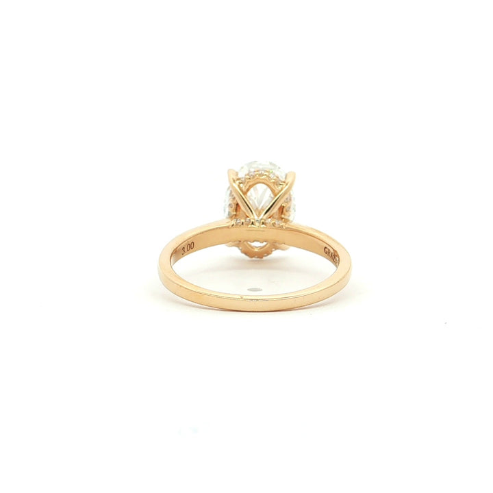 Graziella 14KT Yellow Gold 3.14CTW Oval Shape Modern Grown Diamond Engagement Ring.