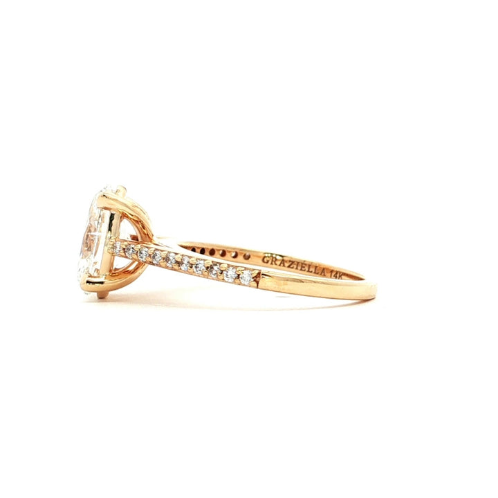 Graziella 14KT Yellow Gold 2.15CTW Oval Shape Modern Grown Diamond Accented Engagement Ring