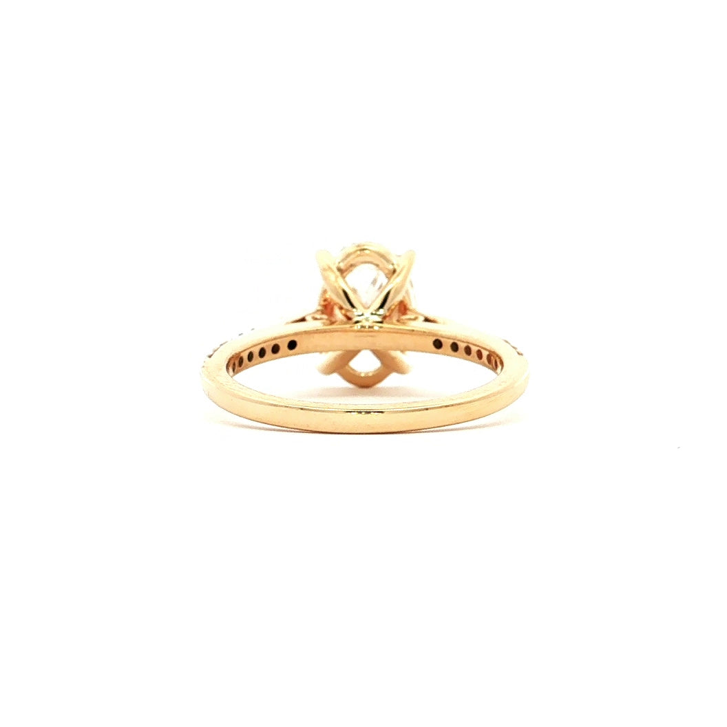 Graziella 14KT Yellow Gold 2.15CTW Oval Shape Modern Grown Diamond Accented Engagement Ring