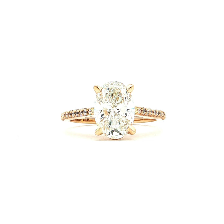 Graziella 14KT Yellow Gold 2.15CTW Oval Shape Modern Grown Diamond Accented Engagement Ring