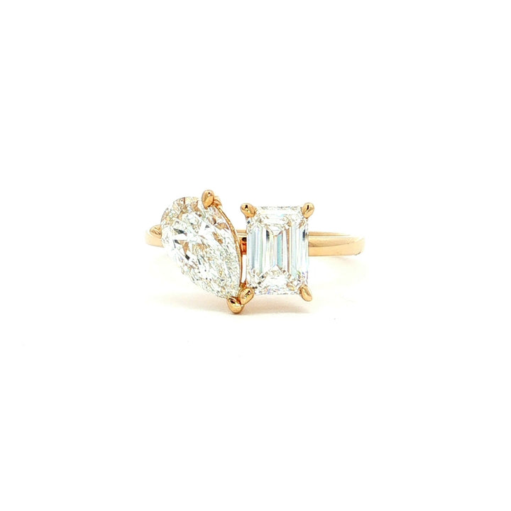 Graziella 14KT Yellow Gold 2.00CTW Pear &amp; Emerald Shape Modern Grown Diamond Engagement Ring