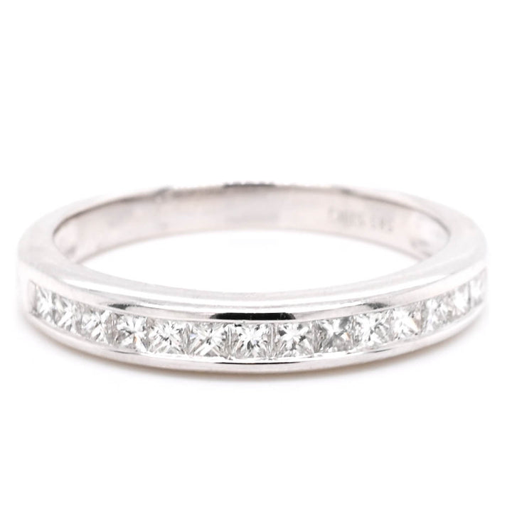 Graziella 14KT White Gold 0.40CTW Princess Cut Diamond Chanel Set Diamond Wedding Band - Size 6.5