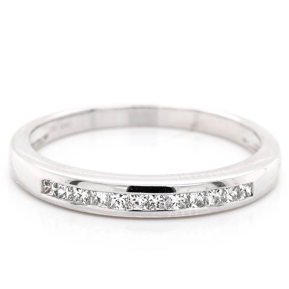 Graziella 14KT White Gold 0.19CTW Diamond Princess Cut Channel Set Wedding Band - Size 6.5