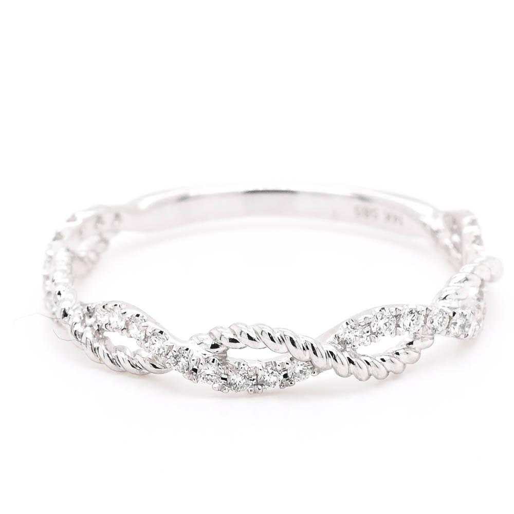 Graziella 14KT White Gold 0.17CTW Diamond Wedding Band - Size 6.5