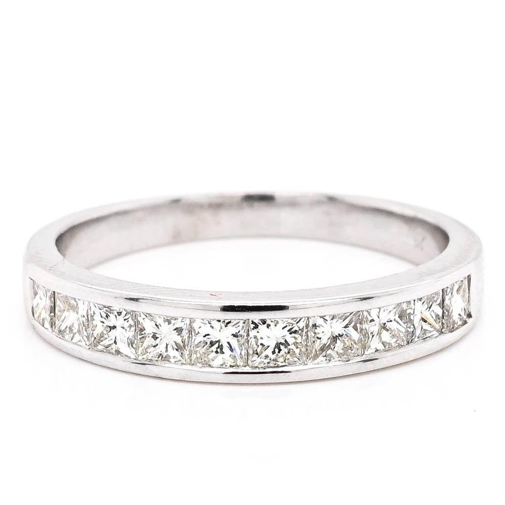 Graziella 14KT White Gold 0.75CTW Princess Cut Diamond Channel Set Wedding Band - Size 7