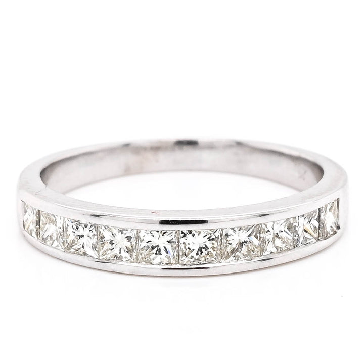 Graziella 14KT White Gold 0.75CTW Princess Cut Diamond Channel Set Wedding Band - Size 7