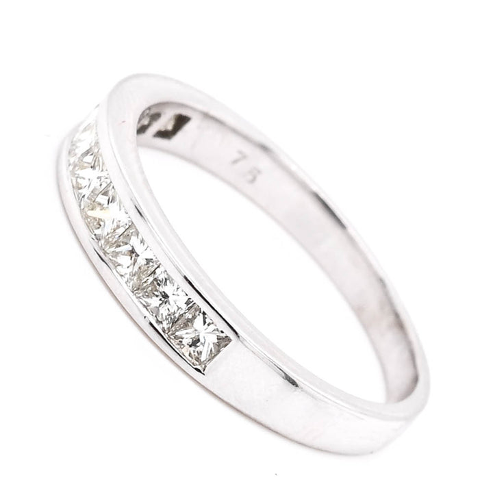 Graziella 14KT White Gold 0.75CTW Princess Cut Diamond Channel Set Wedding Band - Size 7
