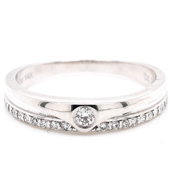 Graziella 14KT White Gold 0.20CTW Diamond Wedding Band - Size 6.5