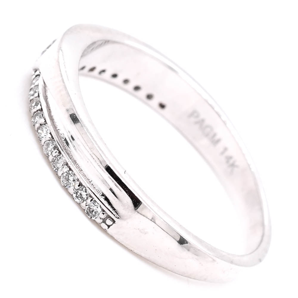 Graziella 14KT White Gold 0.20CTW Diamond Wedding Band - Size 6.5