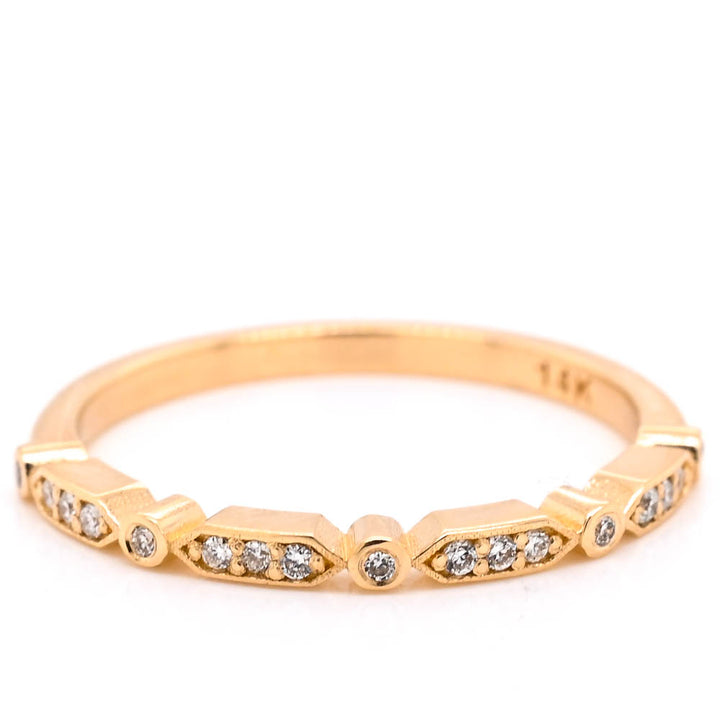 Graziella 14KT Yellow Gold 0.10CTW Diamond Wedding Band - Size 6.25