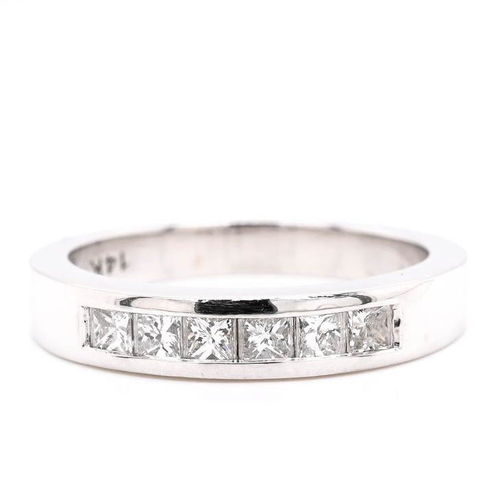 Graziella 14KT White Gold 0.50CTW Princess Cut Channel Set Wedding Band - Size 6.25