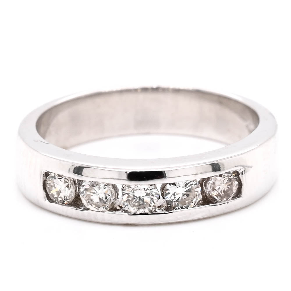 Graziella 14KT White Gold 0.25CTW Diamond Channel Set Wedding Band - Size 5.5