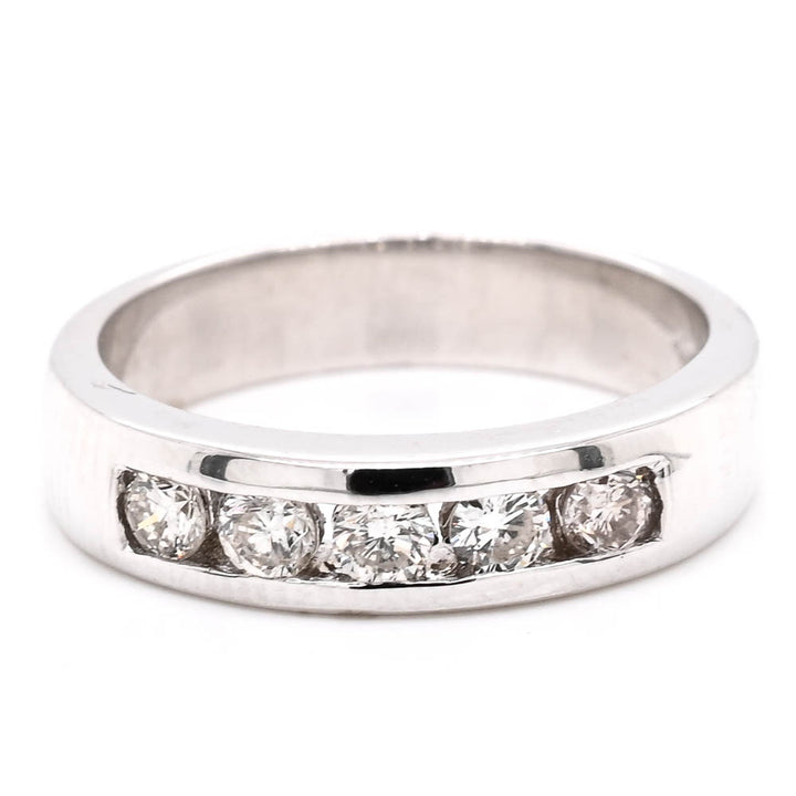 Graziella 14KT White Gold 0.25CTW Diamond Channel Set Wedding Band - Size 5.5