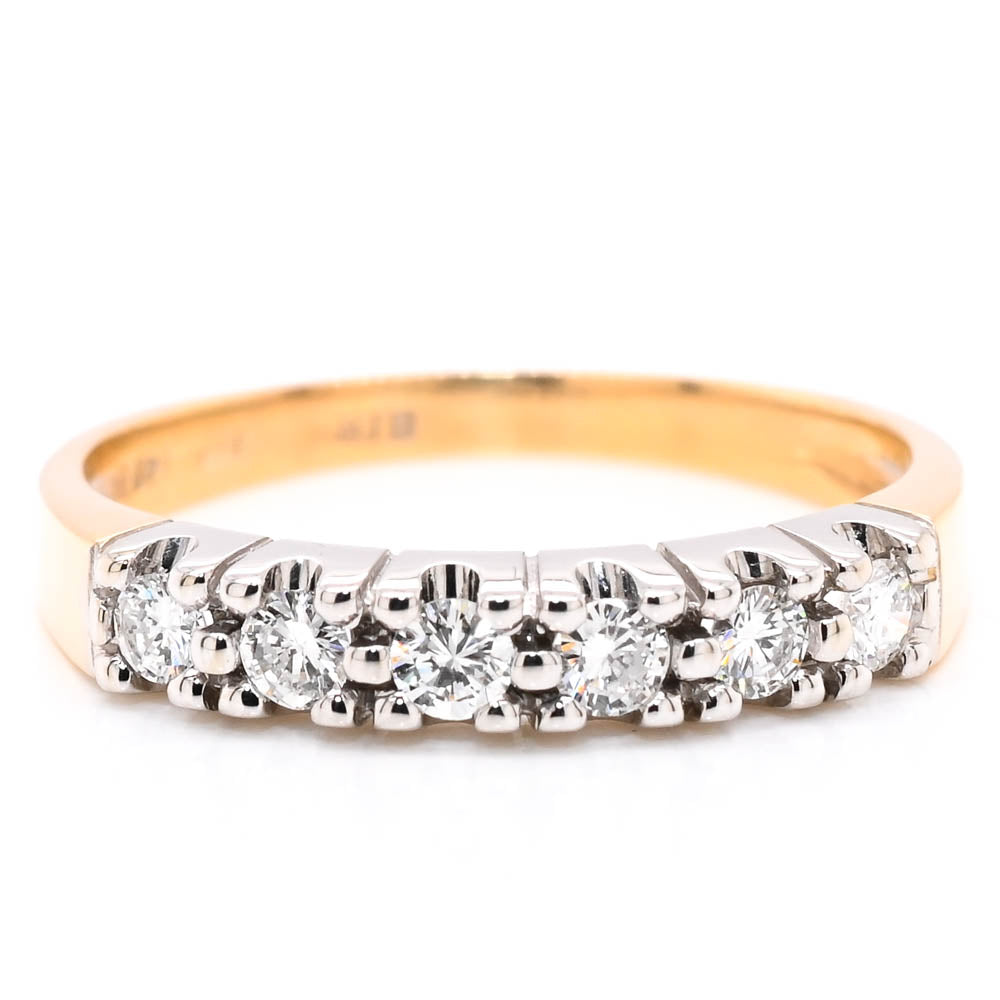 Graziella 14KT Yellow &amp; White Gold 0.25CTW Diamond Wedding Band - Size 6