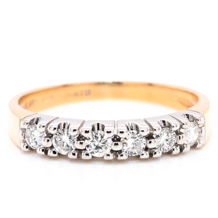 Graziella 14KT Yellow &amp; White Gold 0.25CTW Diamond Wedding Band - Size 6