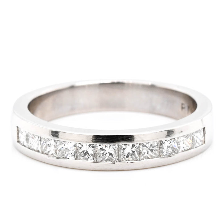 Graziella Platinum 0.50CTW Princess Cut Diamond Channel Set Diamond Wedding Band - Size 6.75