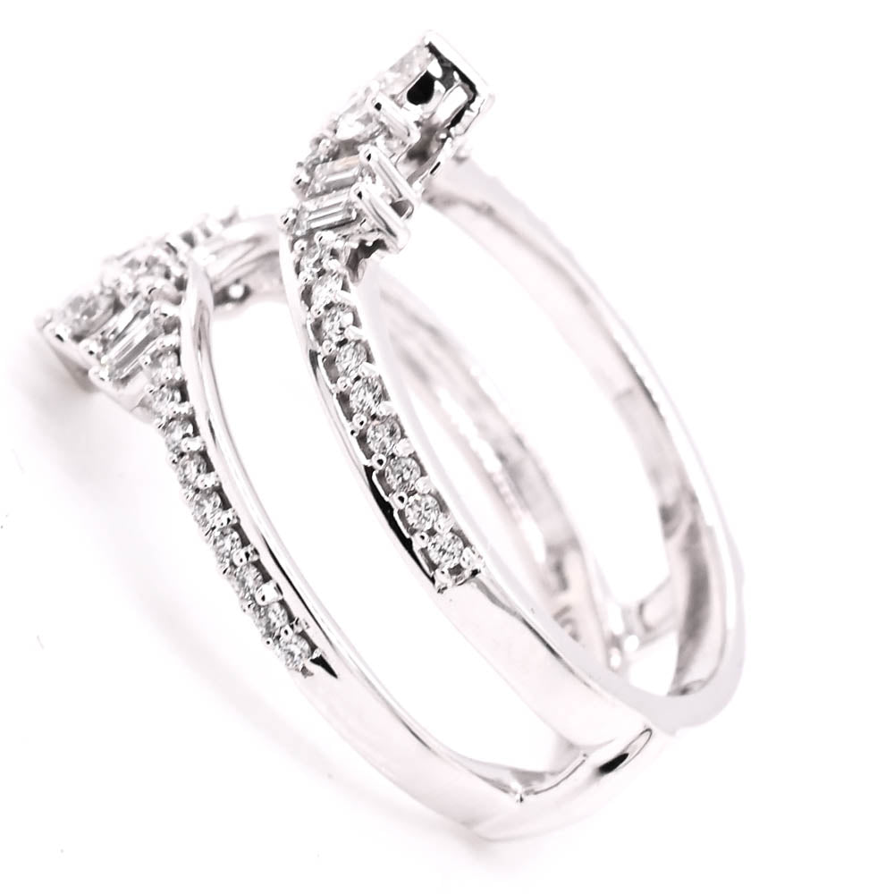 Graziella 10KT White Gold 0.68CTW Lab-Grown Diamond Ring Jacket - Size 6.5