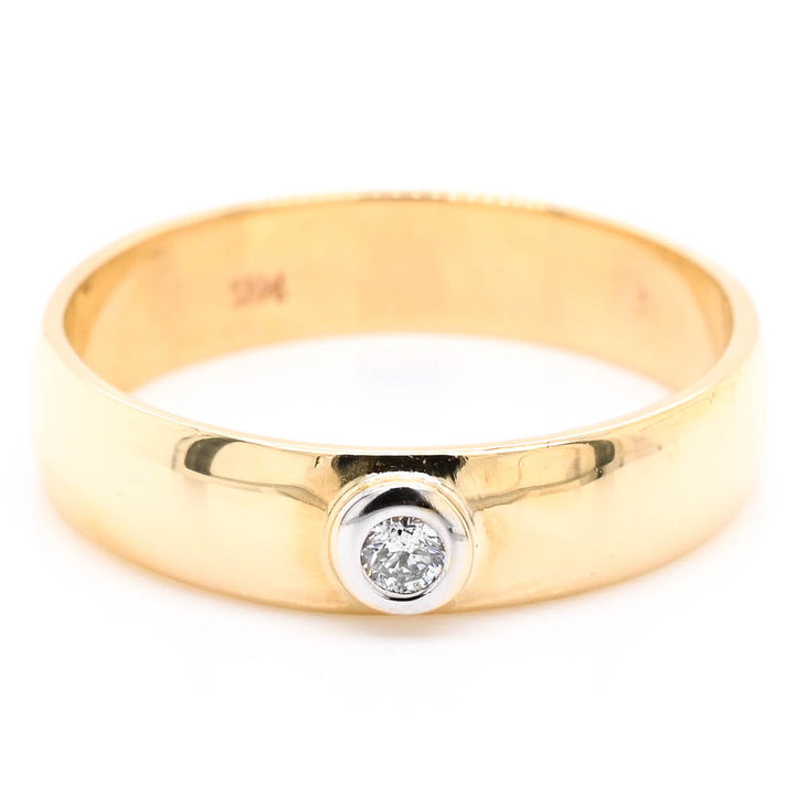 Graziella 10KT Yellow Gold 0.03CT Bezel Set Diamond Wedding Band - Size 9.5