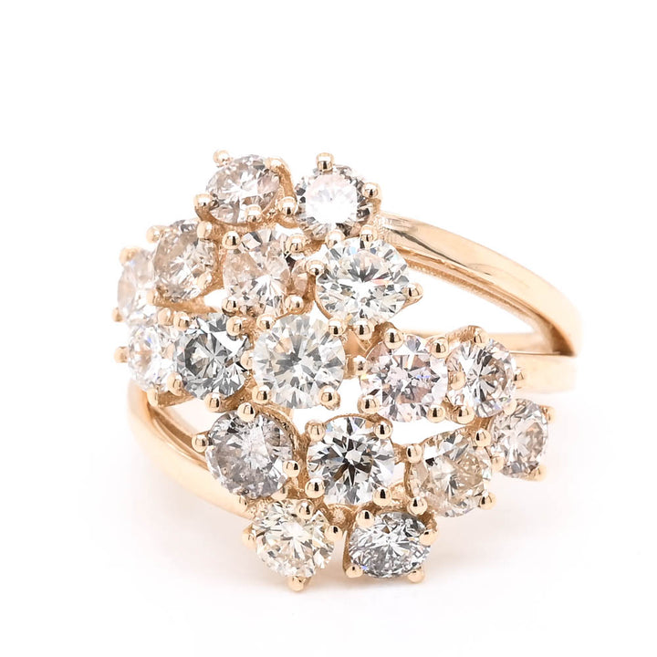 Graziella 14KT Yellow Gold 3.01CTW Diamond Cluster Celebration Ring - Size 5.75