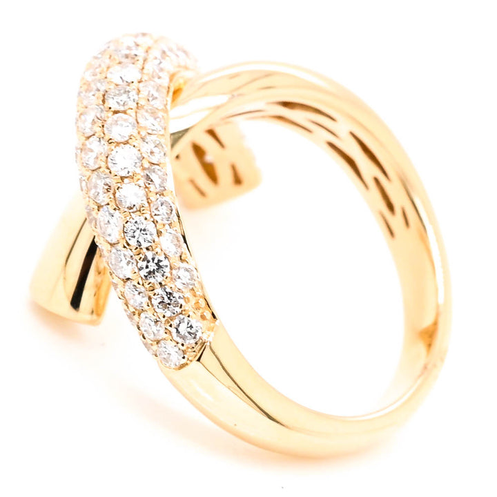 Graziella 14KT Yellow Gold 1.65CTW Diamond Cross Over Celebration Ring - Size 6