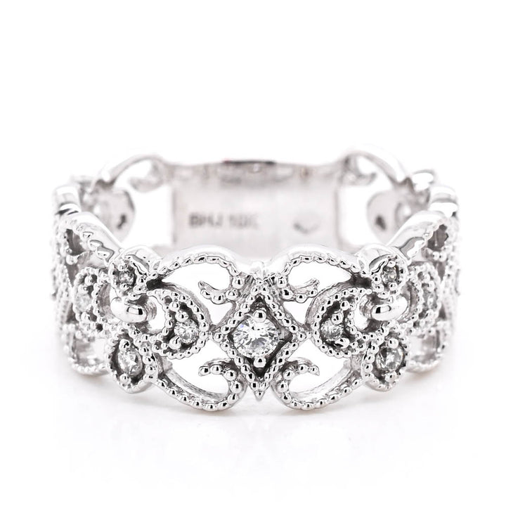Graziella Fire &amp; Ice 10KT White Gold 0.16CTW Canadian Diamond Celebration Ring - Size 6.25