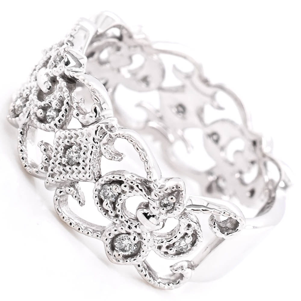 Graziella Fire &amp; Ice 10KT White Gold 0.16CTW Canadian Diamond Celebration Ring - Size 6.25