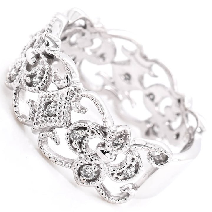 Graziella Fire &amp; Ice 10KT White Gold 0.16CTW Canadian Diamond Celebration Ring - Size 6.25