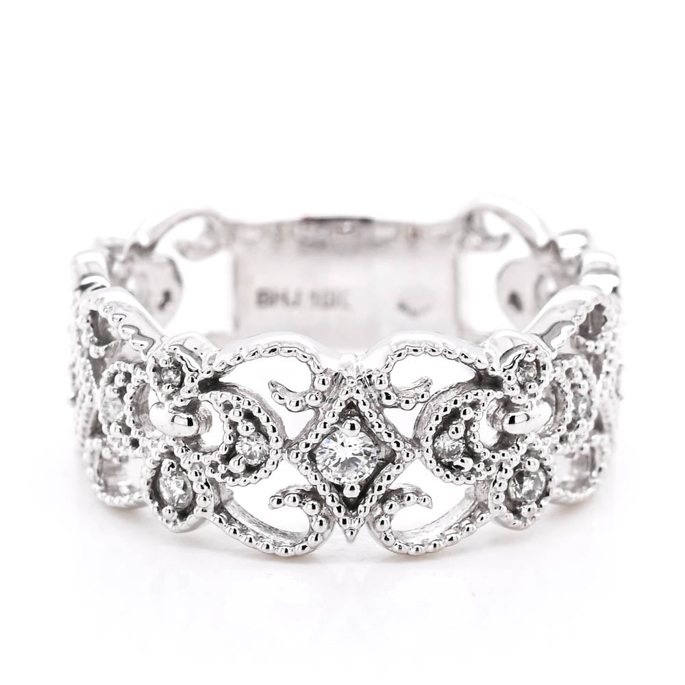 Fire &amp; Ice 10KT White Gold 0.16CTW Canadian Diamond Celebration Ring.