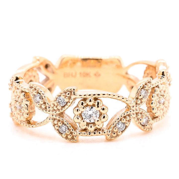Graziella Fire &amp; Ice 10KT Yellow Gold 0.17CTW Canadian Diamond Celebration Ring - Size 6.5